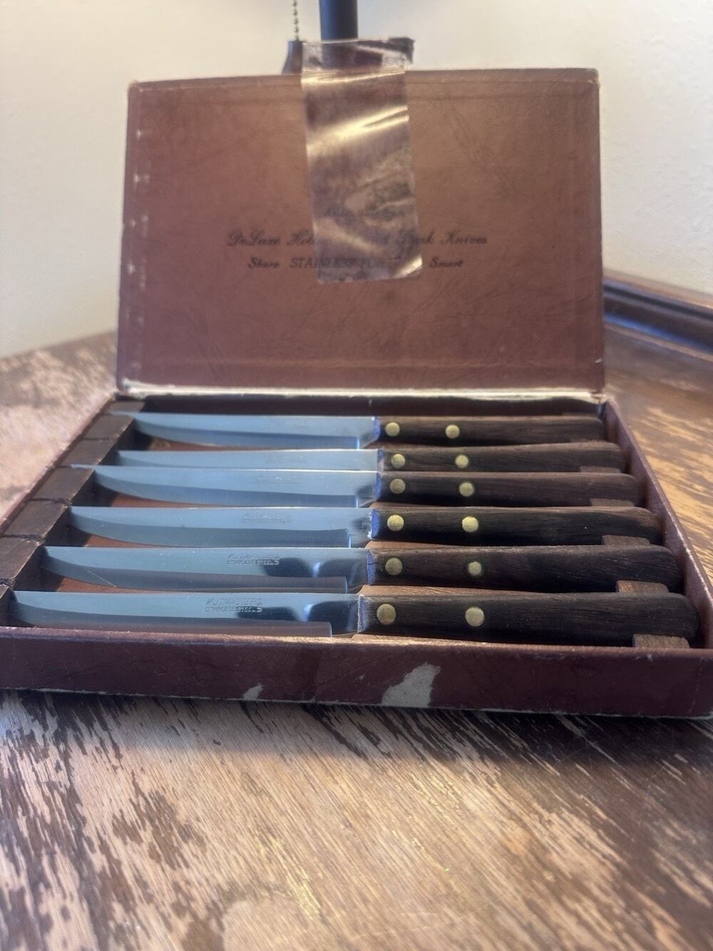 Vintage Kutmaster Deluxe Steak Knives Set of 6 Hollow Ground Stainless USA 9"